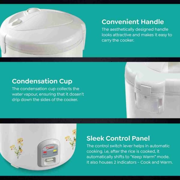 Prestige PRWCS 2.8  Electric Rice Cooker with Steaming Feature - Image 3